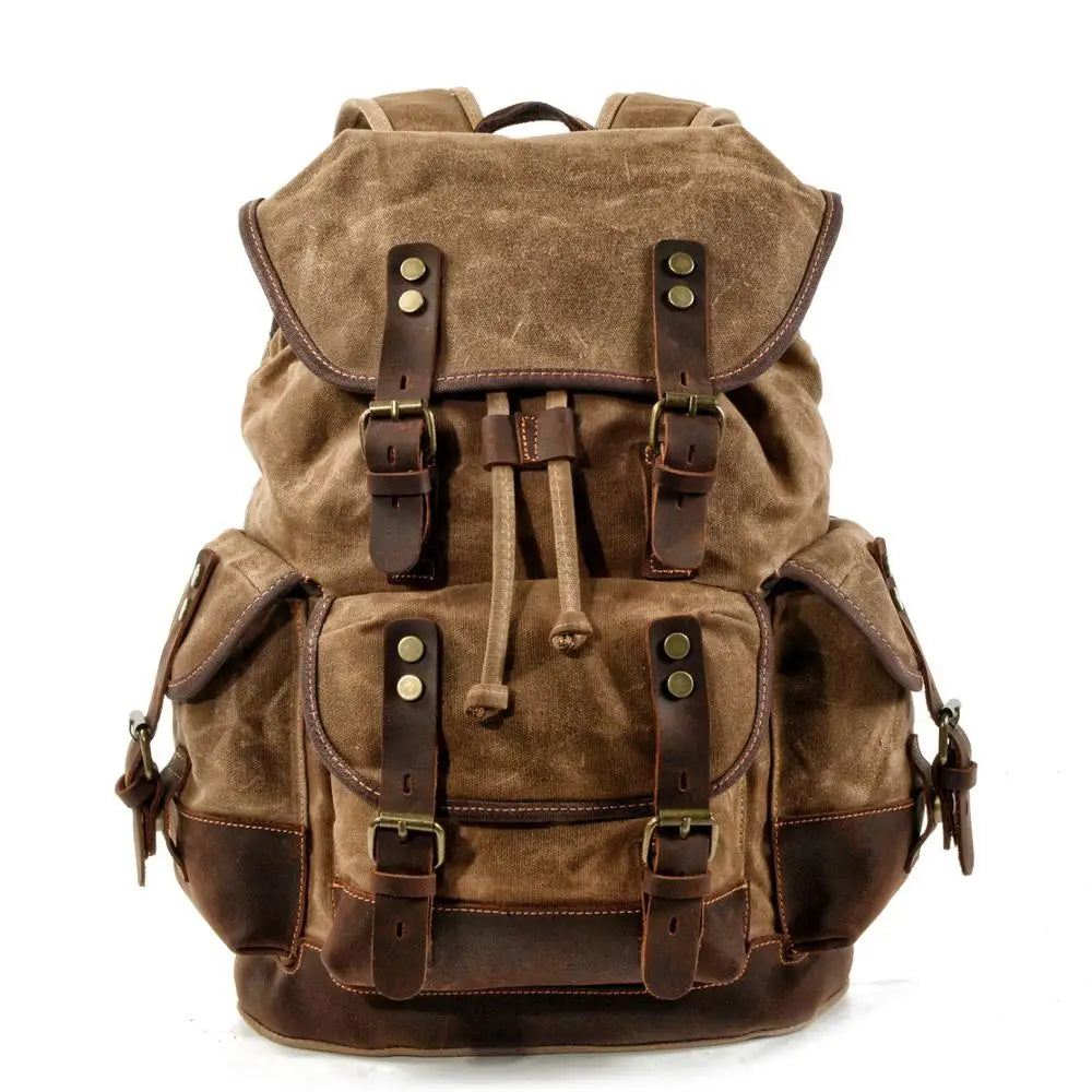 Femlion Vintage Waterproof Canvas Backpack for Men with Large Capacity