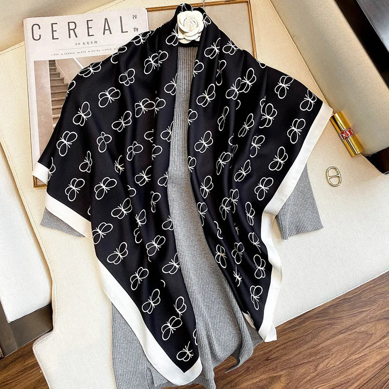 Femlion Silk Hair Scarf Square Office Print Flight Attendant Handkerchief