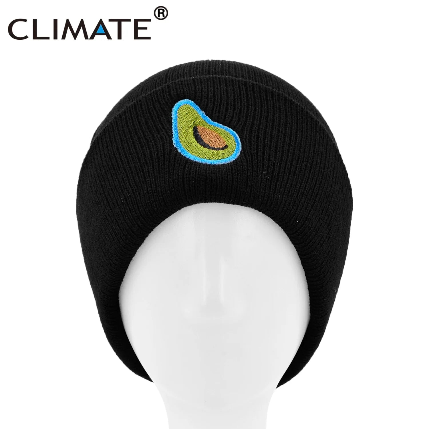 Femlion Avocado Black Beanie | Knit Skullies Winter Hat for Men Women