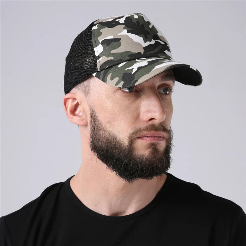 Femlion Men's Camo Trucker Cap: Lightweight Mesh Adjustable Summer Hat