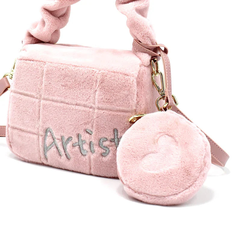 Femlion Plush Pink Crossbody Square Bag Autumn/Winter 2024 Fashion Trend for Women