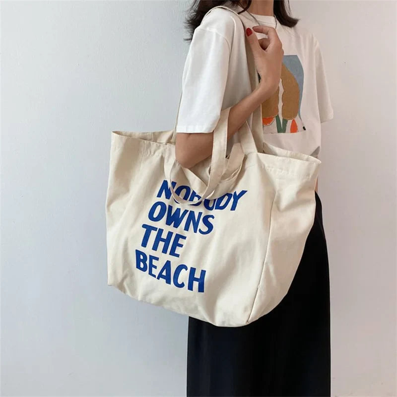 Femlion Beach Printed Shoulder Tote Bag White Casual Shoping HandBag