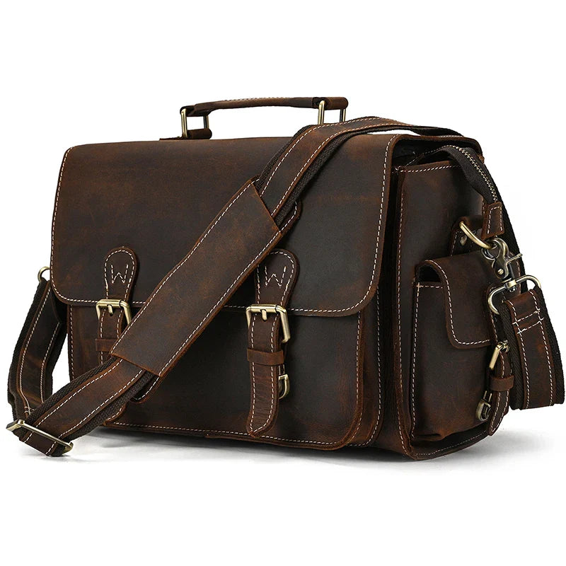 Femlion Vintage Leather Camera Shoulder Bag for Men: Stylish Crossbody Outdoor Man Bags