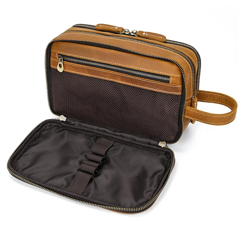 Femlion Leather Grooming Kit: Personalized Toiletry Bag Set for Men and Women