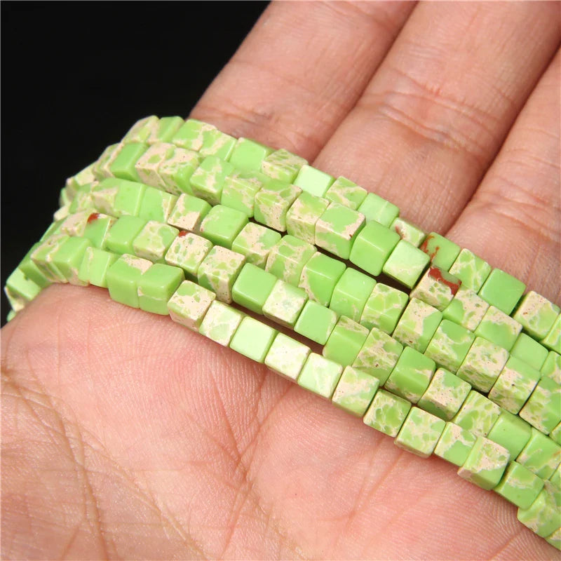 Femlion Multicolor Imperial Jaspers Cube Beads for Jewelry Making