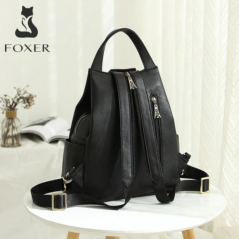 Femlion Genuine Leather Ladies Backpack: Preppy Style, School Bags, Fashion Travel Shoulder Bag