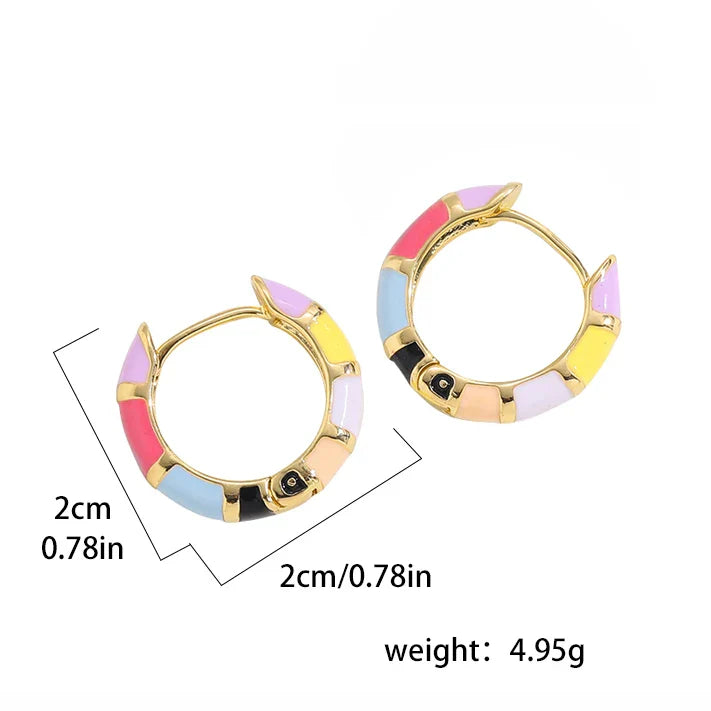 Femlion Enamel Rainbow Hoop Earrings: Fashionable Colorful Huggies for Women