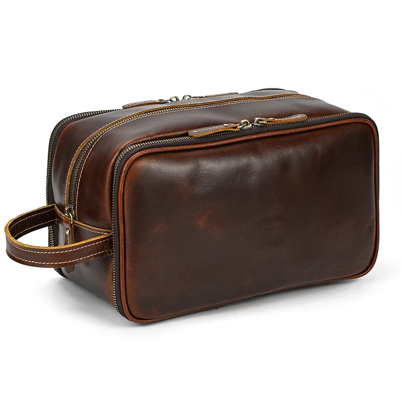 Femlion Leather Toiletry Bag for Men and Women