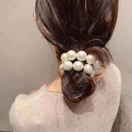 Femlion Big Pearl Scrunchie Ponytail Holders Hair Accessories Elastic Hair Band