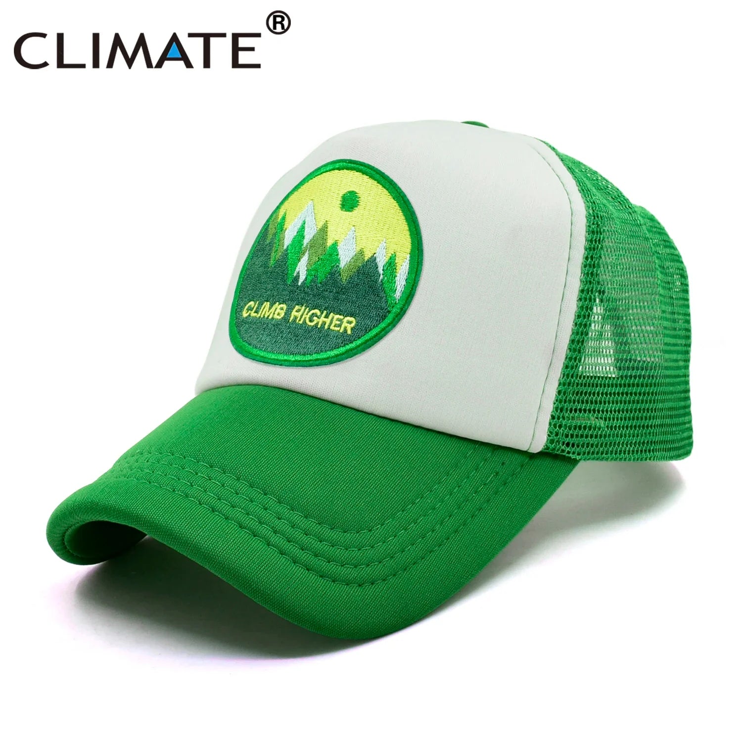 Femlion High Climb Trucker Cap Green | Outdoor Sport Hat Mesh for Men Women