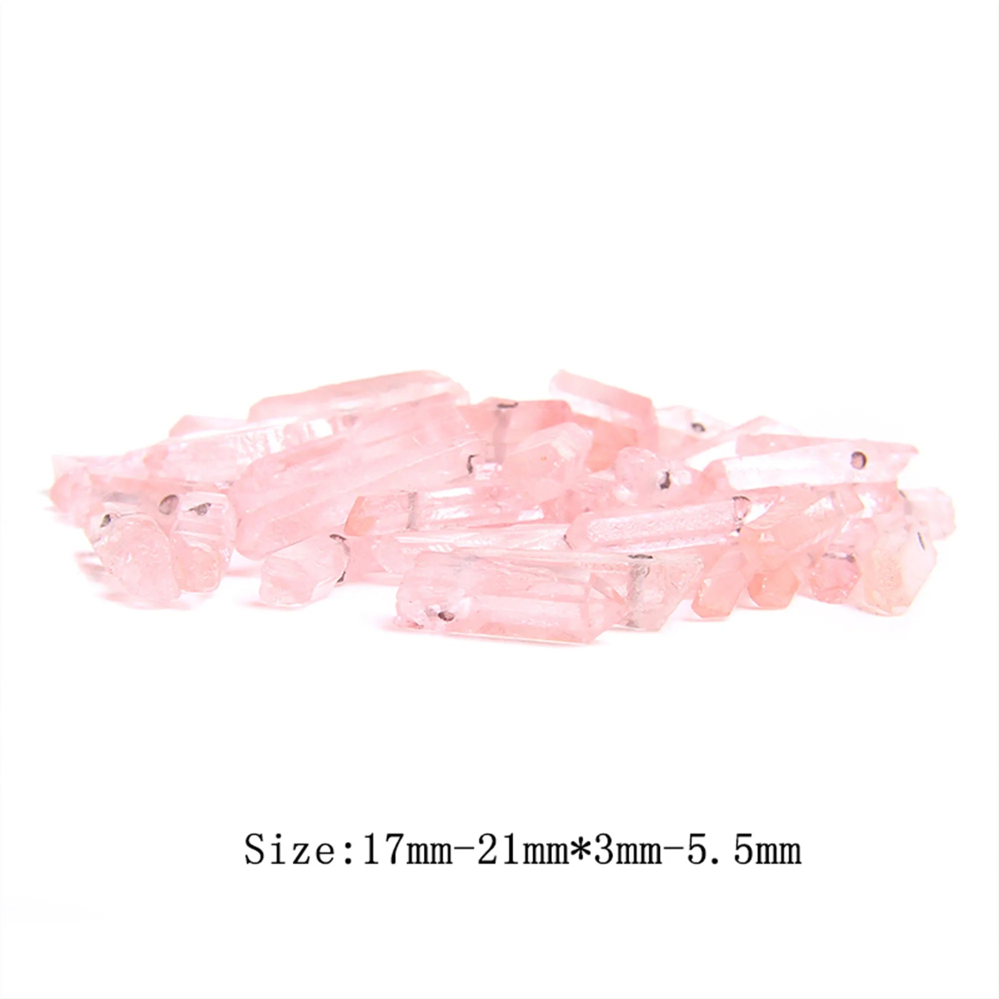 Femlion Pink Quartz Point Beads 13-30 mm Top Drilled Crystal Stick Beads