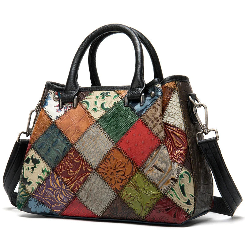 Femlion Colorful Patchwork Tote Bag Luxury Designer Woman Shoulder Handbag