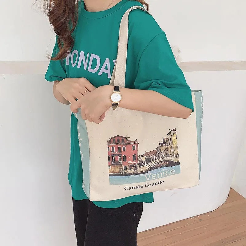 Femlion Venice Canvas Tote Bag for Women