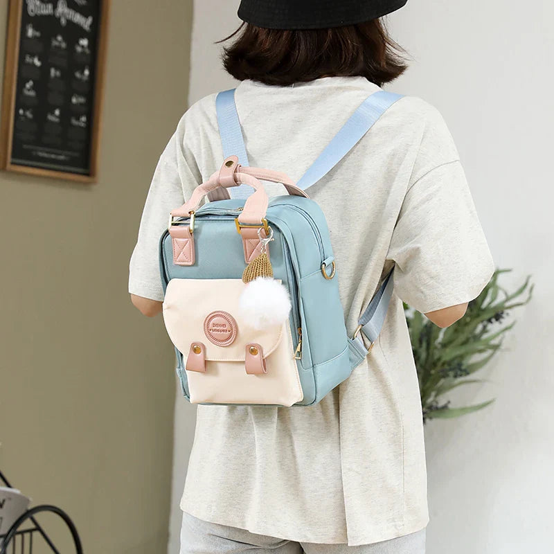 Femlion Sweet Little Backpack for Women: Waterproof Oxford Crossbody Bag in Contrast Colors