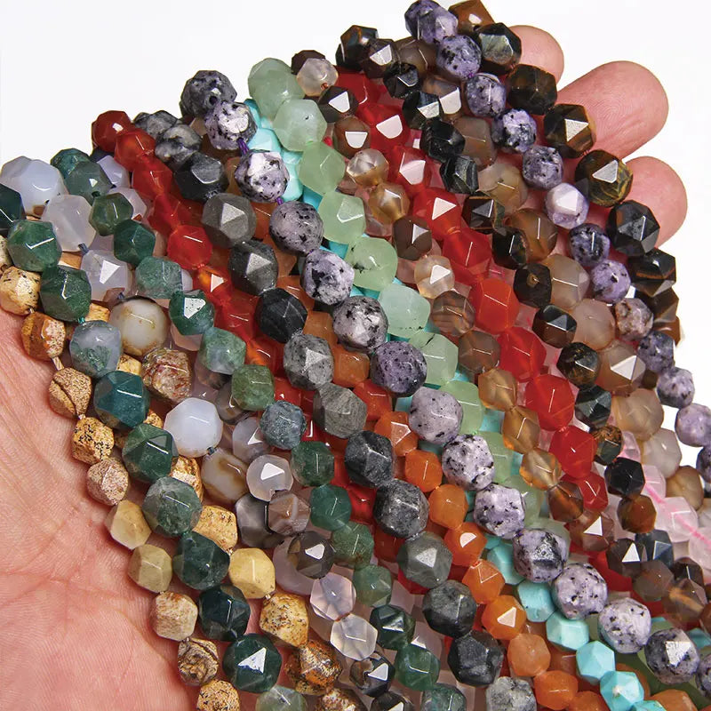 Faceted Natural Stone Beads Set for Women's Jewelry Making by Femlion