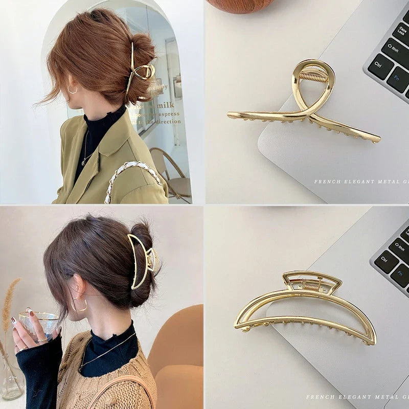 Femlion Geometric Hair Claw Clips: Elegant Cross Crab Clip for Women & Girls