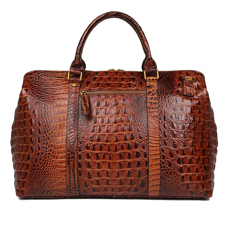 Femlion Alligator Pattern Leather Duffle Bag for High Fashion Travel & Business