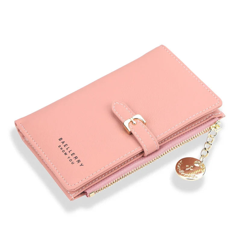 Femlion Leather Women Wallet | Slim Zipper Coin Card Holder Clutch Purse