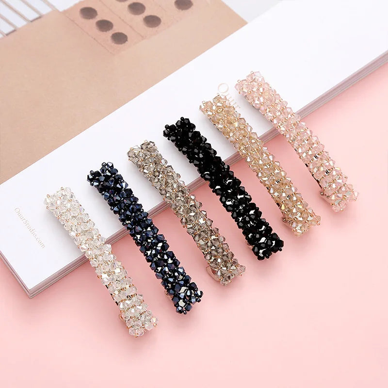 Femlion Crystal Beaded Hair Clips: Handmade Hair Barrettes for Women & Girls