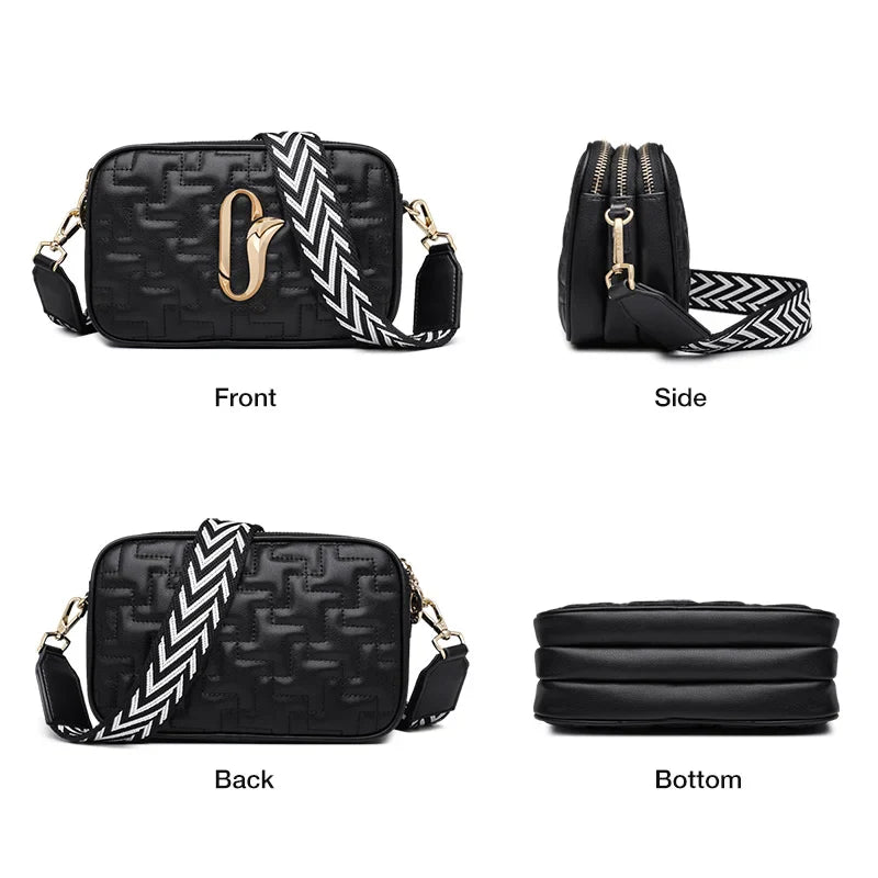 Femlion Knitted Strap Flap Bag | Three-tier Crossbody with Large Capacity Square Design