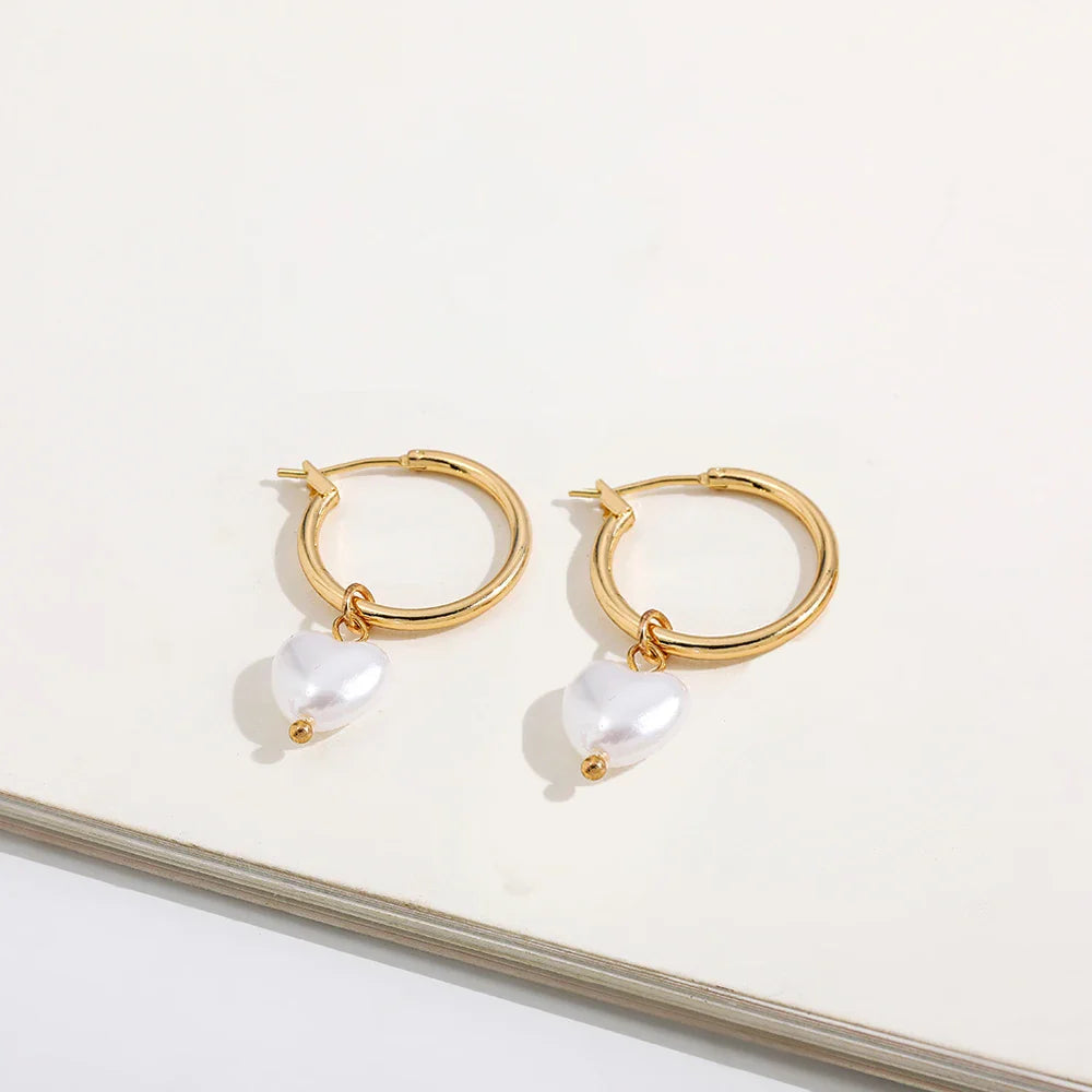 Femlion Pearl Drop Earrings: Geometric Circle Statement Dangle Jewelry