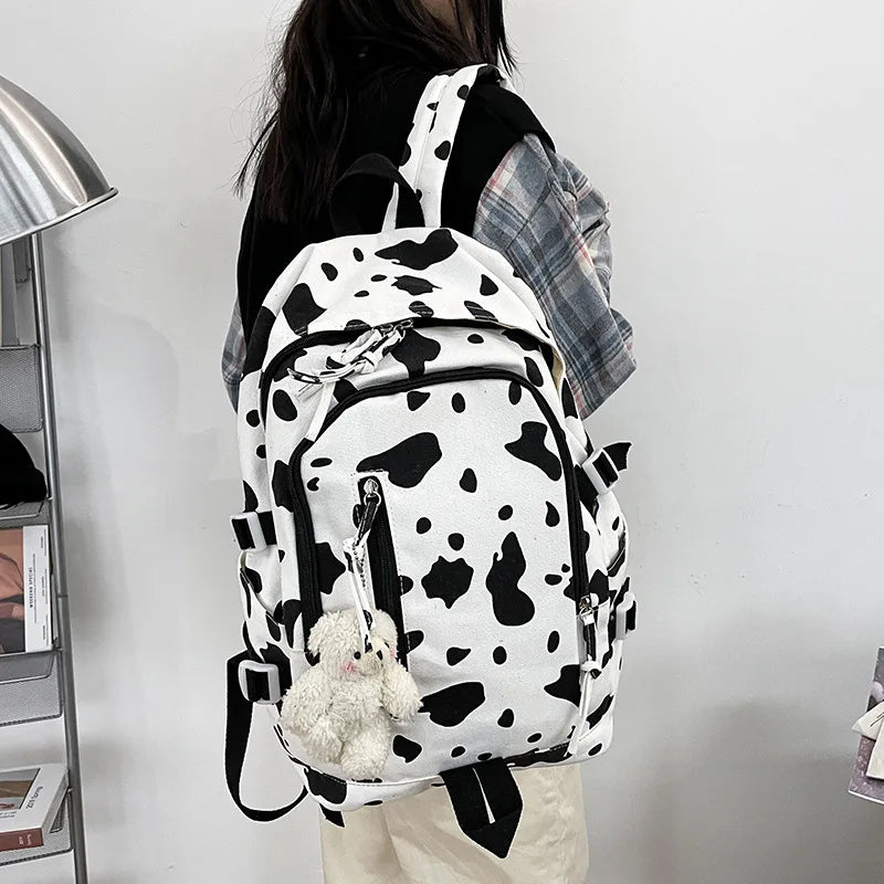 Femlion Cow Zebra Pattern Backpack School Book Bag - Travel Laptop Bag