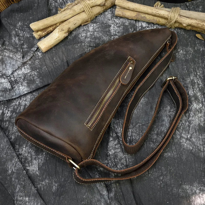 Femlion Ox Horn Leather Chest Bag: Stylish Cowhide Sling for Men