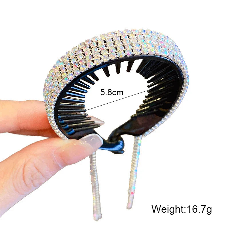 Femlion Rhinestone Tassel Hair Clips Elegant Luxury Hair Accessories