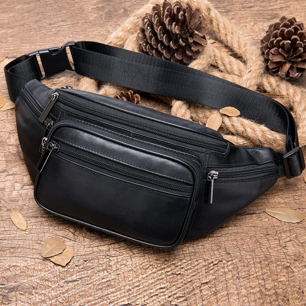 Femlion Leather Chest Bag for Sport Riding and Walking