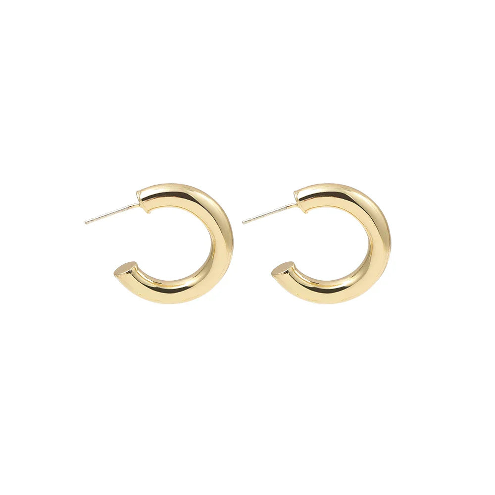 Femlion Gold Chunky Hoop Earrings: Trendy C-Shape Statement Jewelry