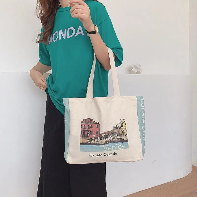 Femlion Venice Canvas Tote Bag for Women