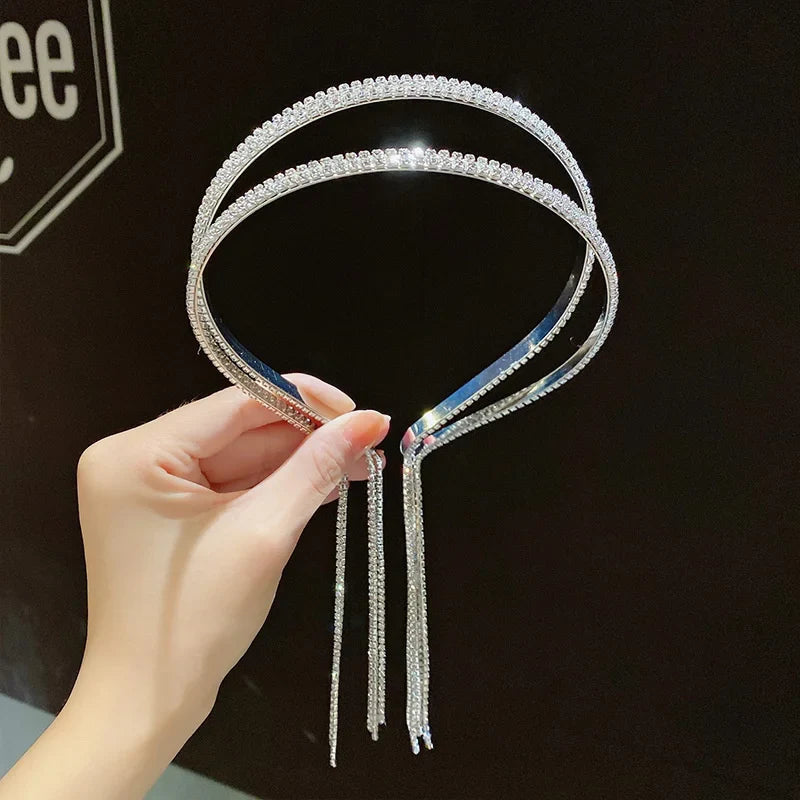 Femlion Luxury Rhinestone Tassel Hairbands for Women - Wedding Banquet Jewelry