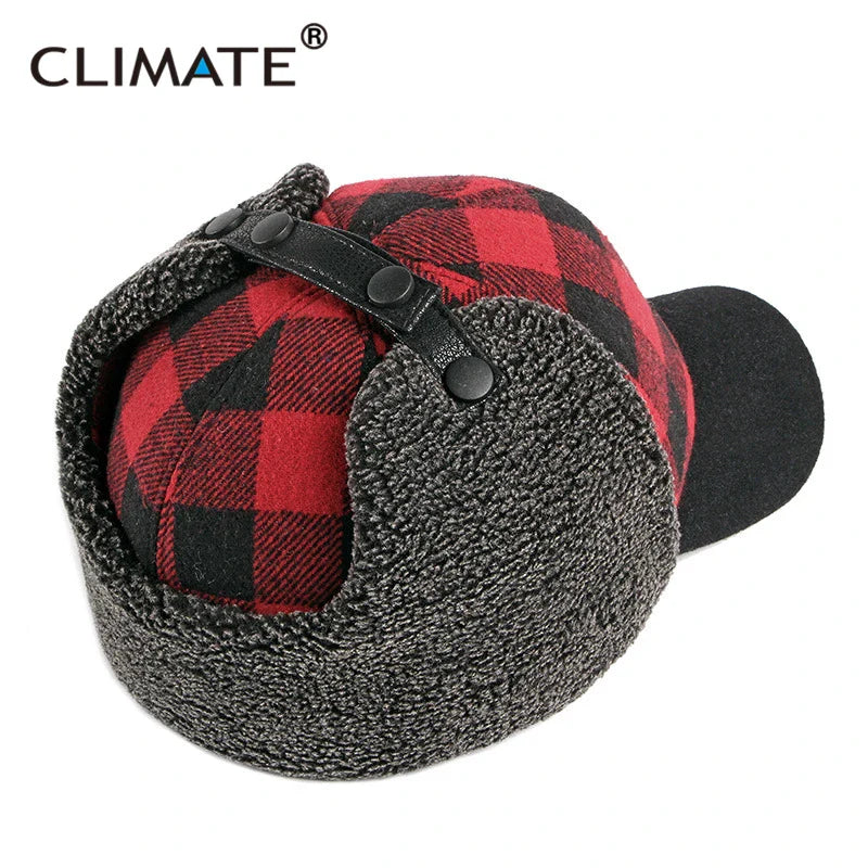 Femlion Plaid Ski Bomber Hat: Winter Outdoor Baseball Cap with Ear Protection