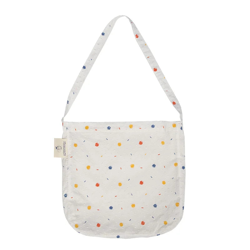 Femlion Polka Dot Canvas Shoulder Bag - Colorful Print, Large Capacity, Plush Cloth