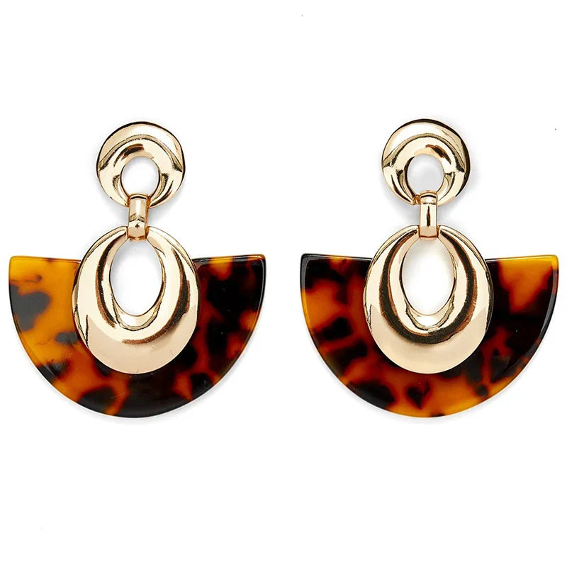 Femlion Geometric Tortoiseshell Acrylic Dangle Earrings