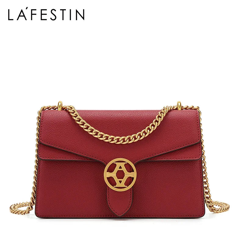 Femlion Classic Chain Leather Shoulder Messenger Bag Luxury High Quality Fashion Handbag