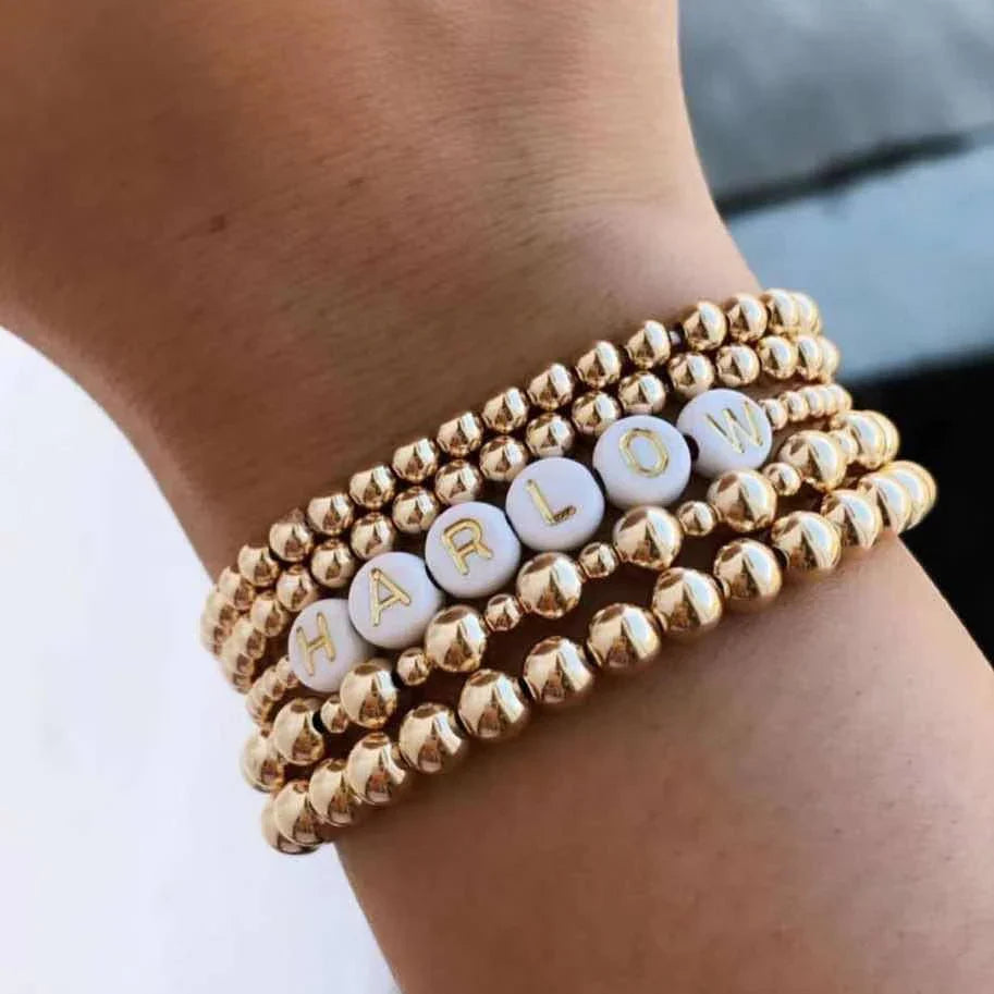 Femlion Crystal Beaded Bracelets: Handmade Statement Bangle for Women, Gold Link Chain Jewelry