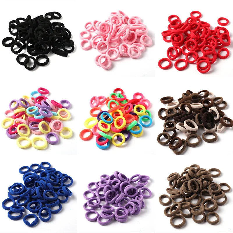 Femlion 50pcs Girl Nylon Elastic Hair Bands Scrunchies Ponytail Holder Accessories