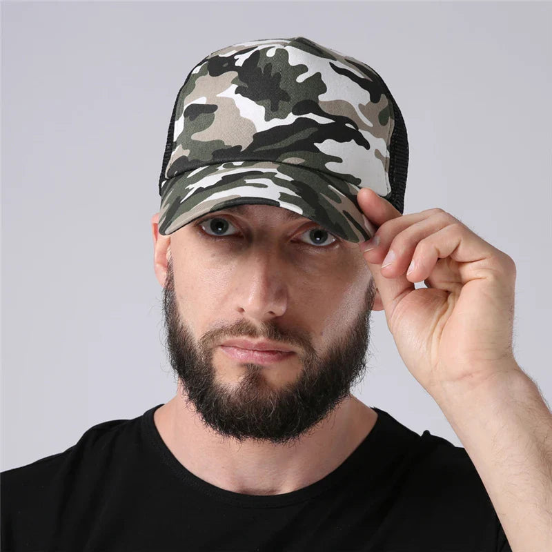 Femlion Men's Camo Trucker Cap: Lightweight Mesh Adjustable Summer Hat