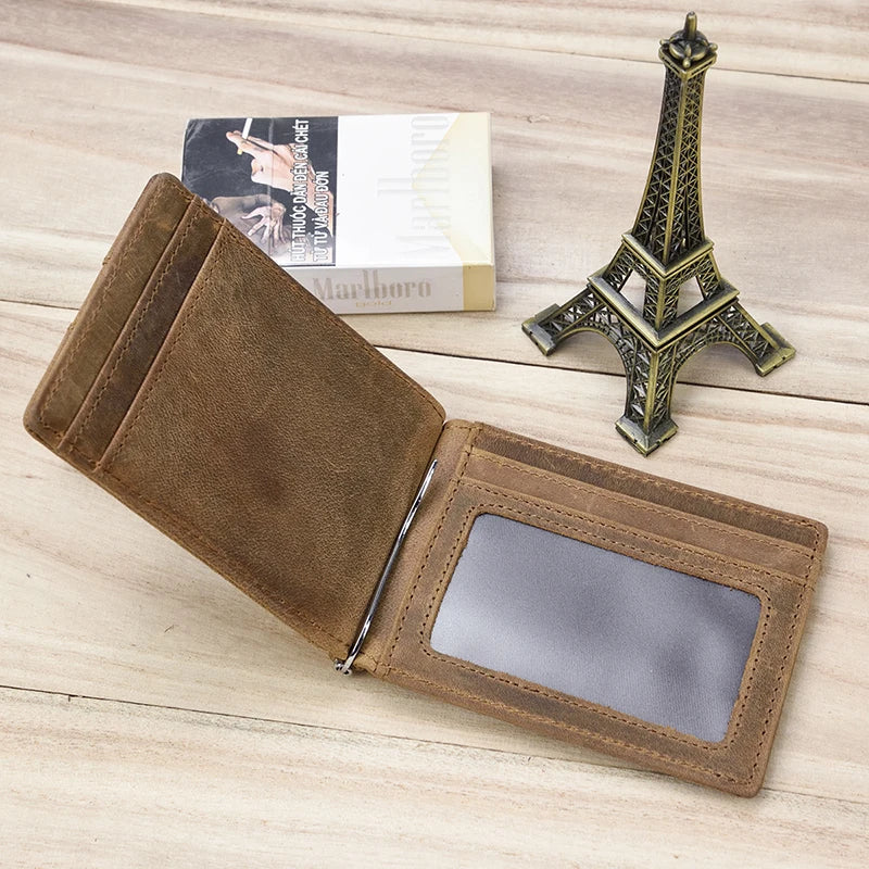 Femlion Men's Genuine Leather Money Clip Wallet.