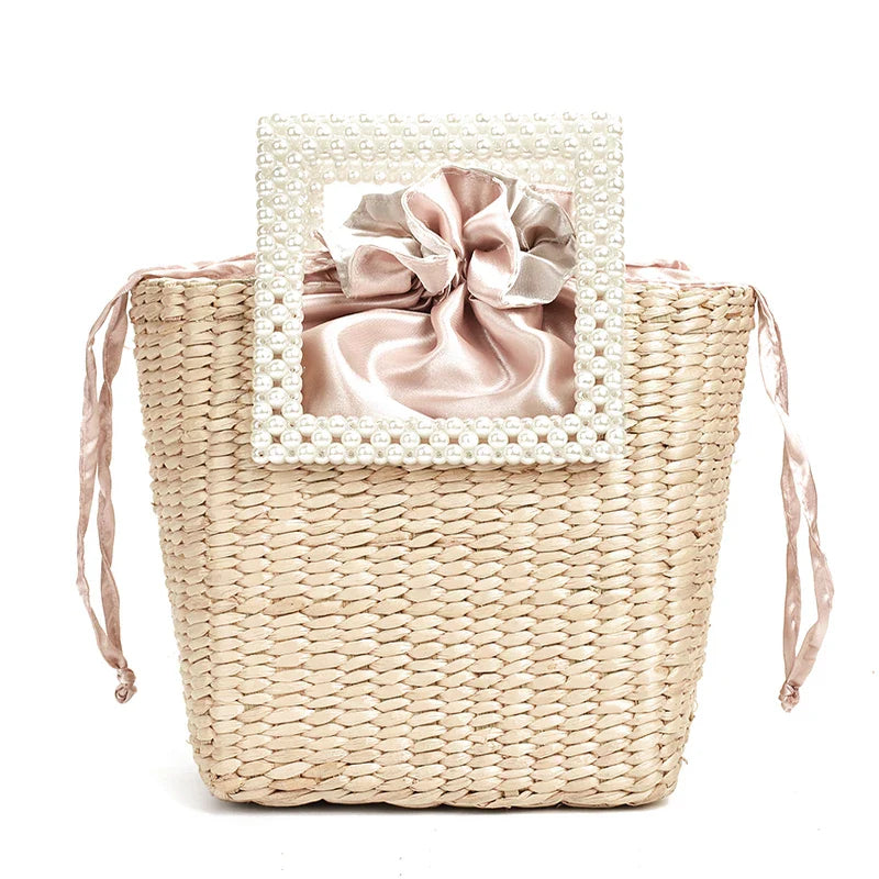 Femlion Straw Shoulder Bag Hand-Woven Seaside Vacation Designer Handbag