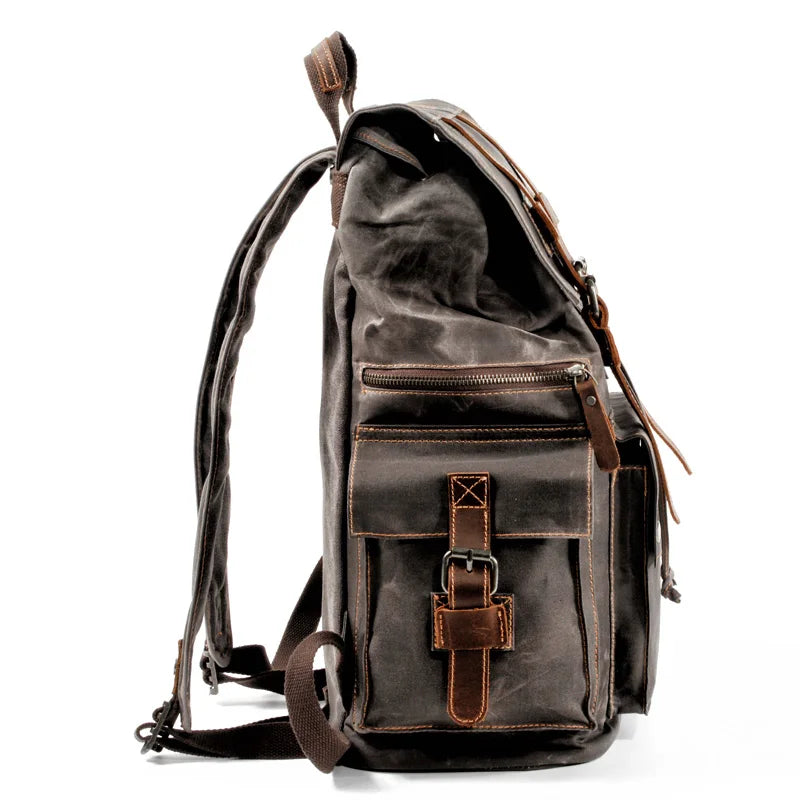 Femlion Canvas Leather Backpack: Top Luxury, Large Capacity, Waterproof, Vintage, School Bag