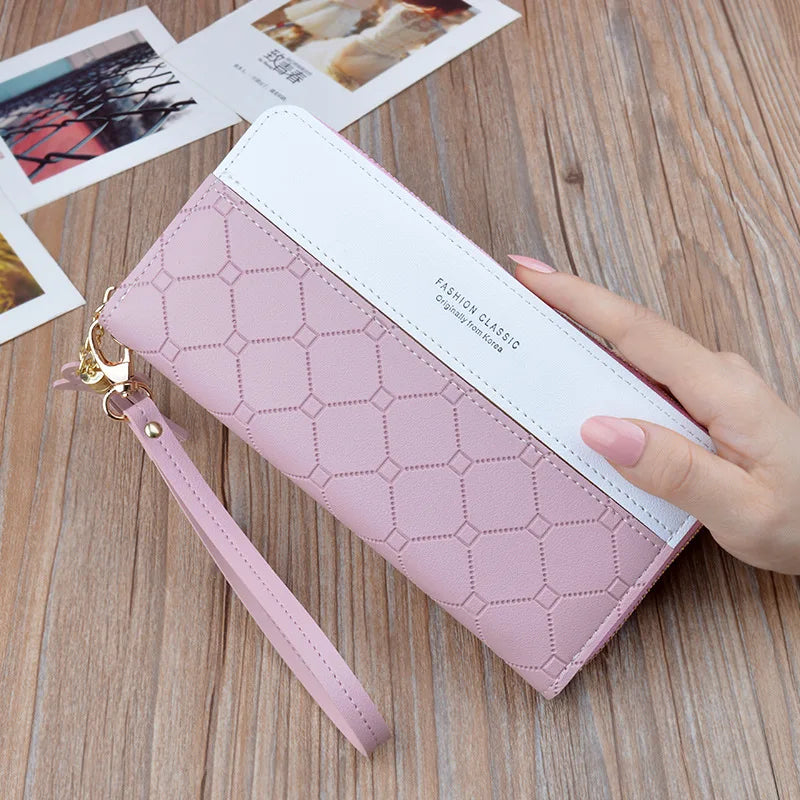 Femlion Patchwork Zipper Wallet with Tassel, Cute Card Holder Clutch Bag for Women