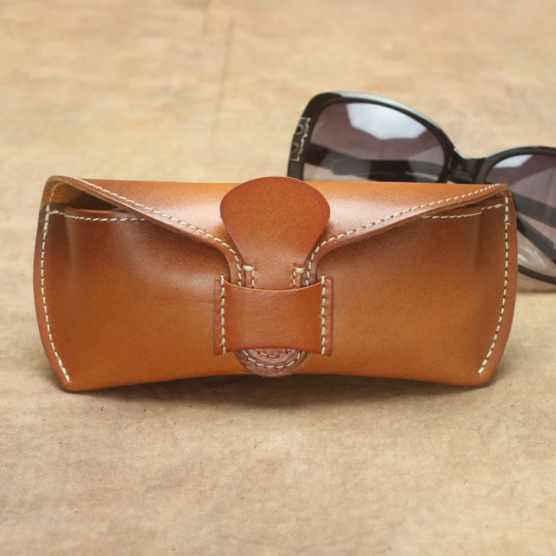 Femlion Genuine Leather Sunglass Bag Sunglasses Case Wallet Handmade Glasses Pouch