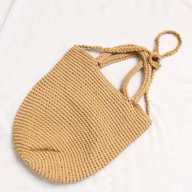 Femlion Woven Vacation Beach Bucket Bag Crossbody Straw Bag