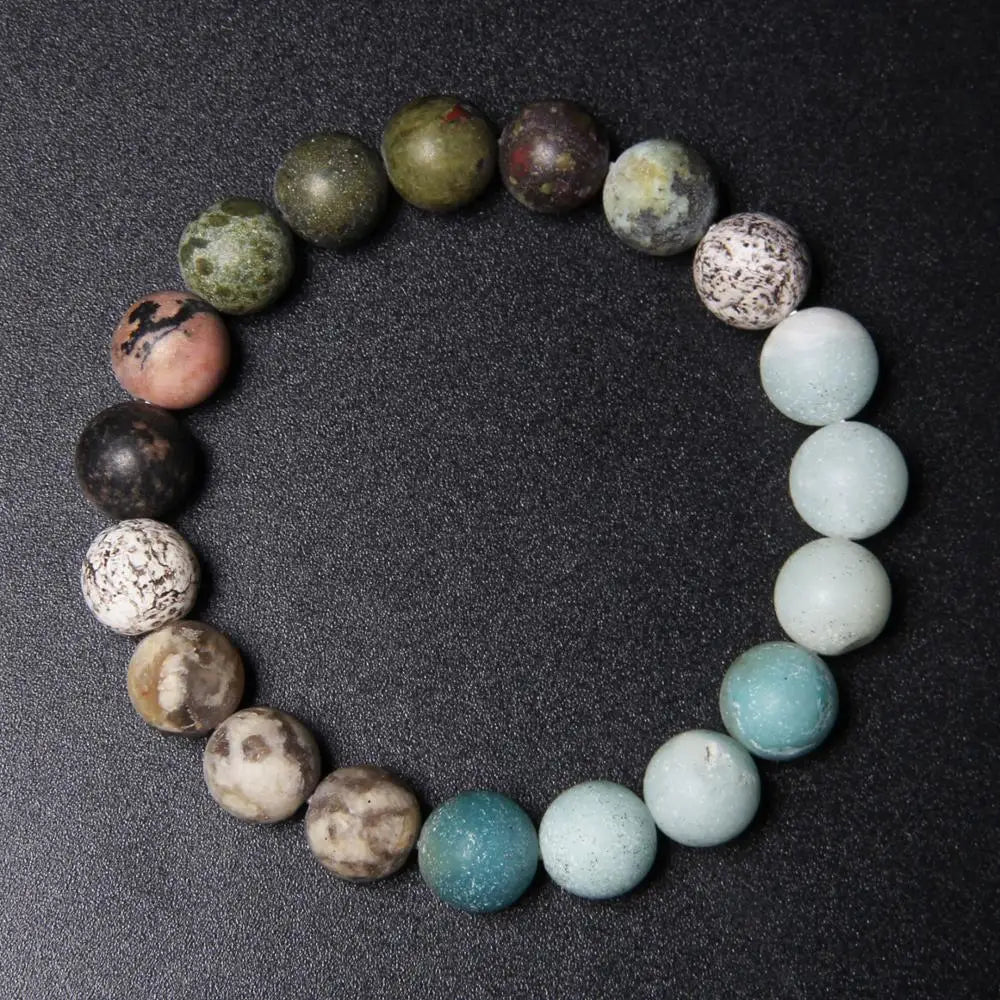 Femlion Classic Matte Stone Beads Bracelets for Couples