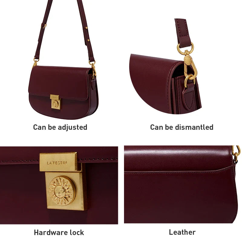 Femlion High-end Saddle Bag: Trendy Leather Shoulder Messenger Handbag