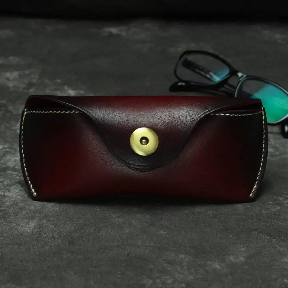 Femlion Full Grain Leather Sunglass Cases for Men and Women