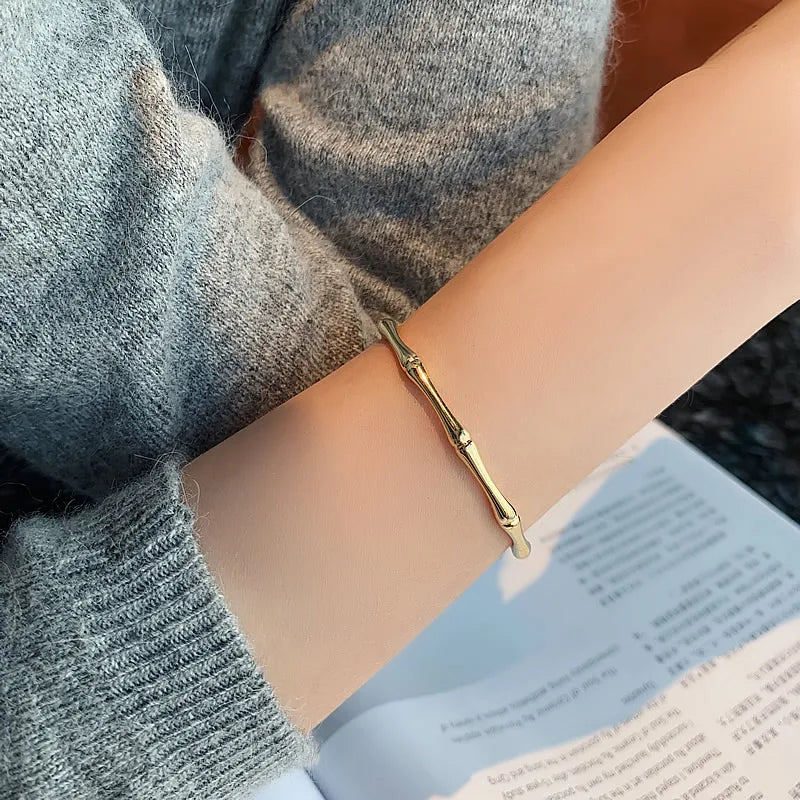 Femlion Bamboo Shape Adjustable Bracelet - Fashion Luxury Korean Jewelry