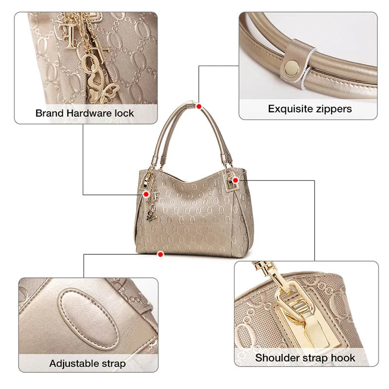 Femlion Gold Leather Shoulder Bag: Stylish High Quality Totes for Women